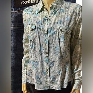 Old Navy Perfect Fit Floral Button Front Blouse Size Large Cottagecore